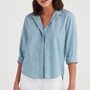 BUTTON FRONT SHIRT IN STONED BLUE